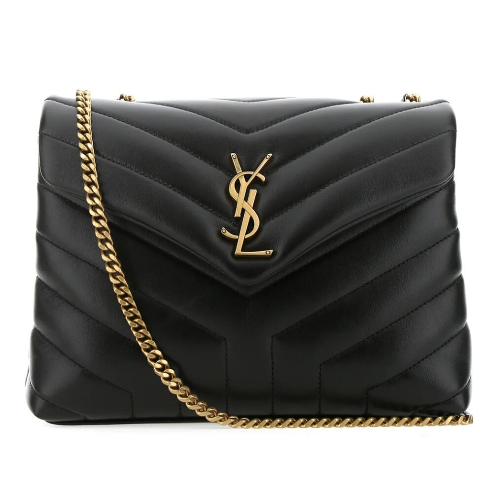 Like New, Saint Laurent LouLou, Small, Noir and Gold, Matelasse "Y" Leather